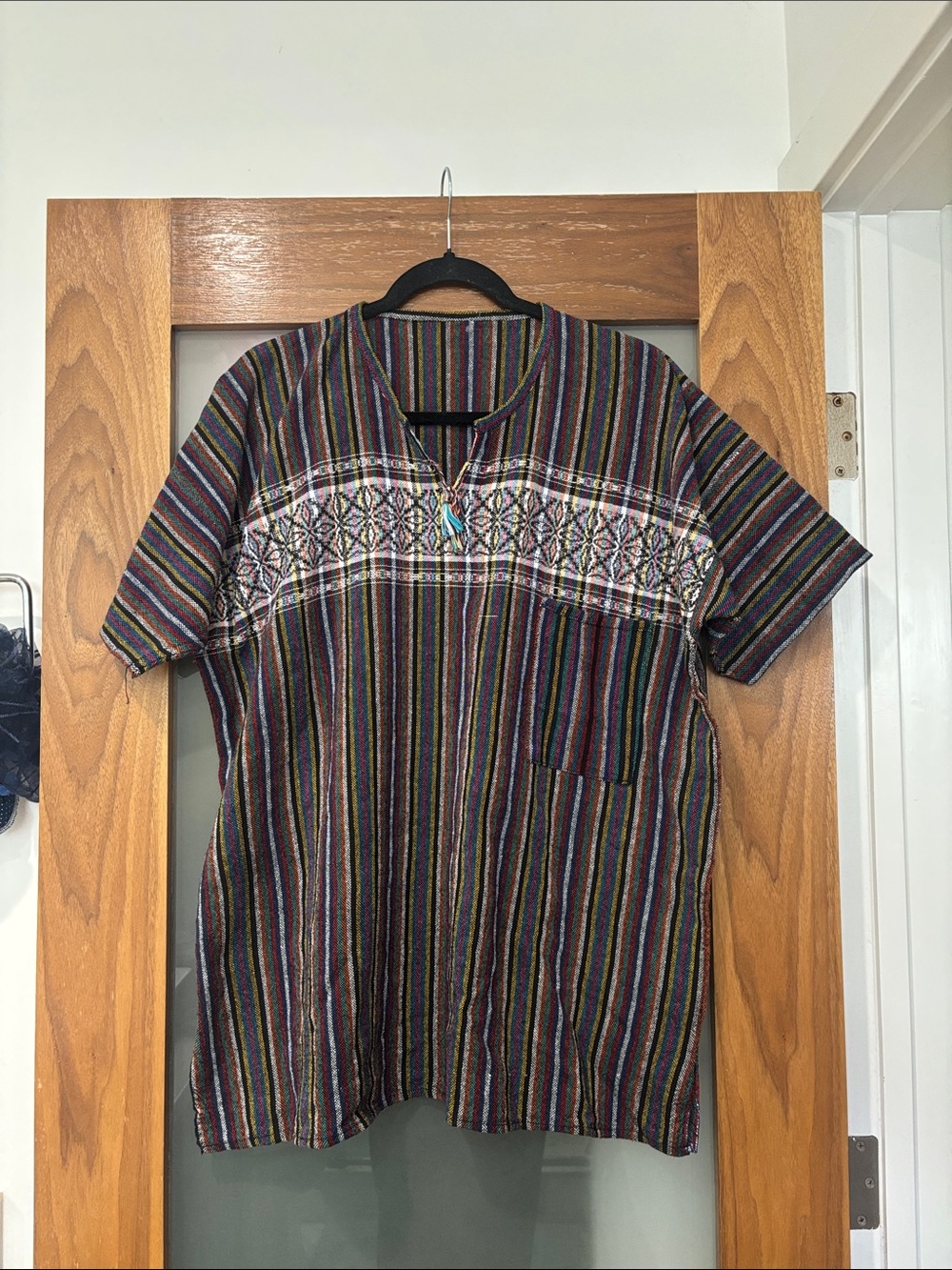 Vintage Mexican Multicolor Striped Short-Sleeve Tee
